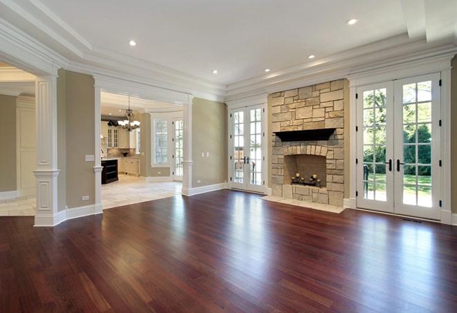 professional hardwood flooring installation in progress